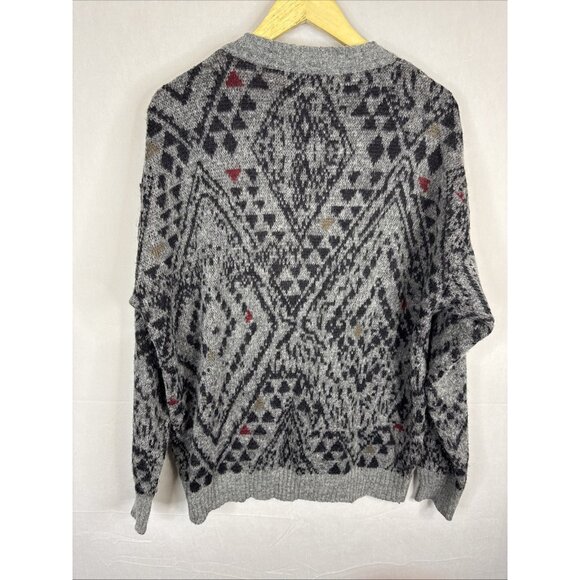 Vintage John Edward Made in Spain Wool Cardigan Geometric Pattern Men’s XL - Picture 5 of 6
